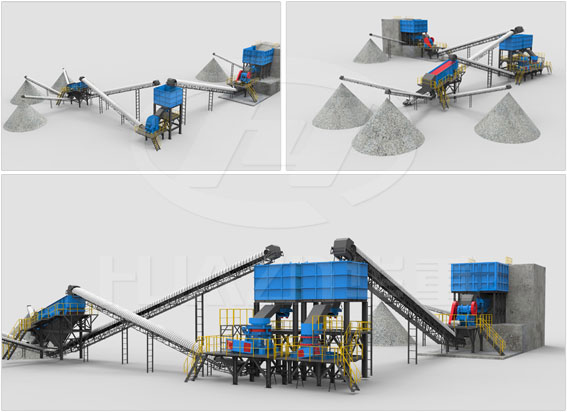 大華重工破碎機(jī)-水利水電用砂石骨料生產(chǎn)線工藝示意圖